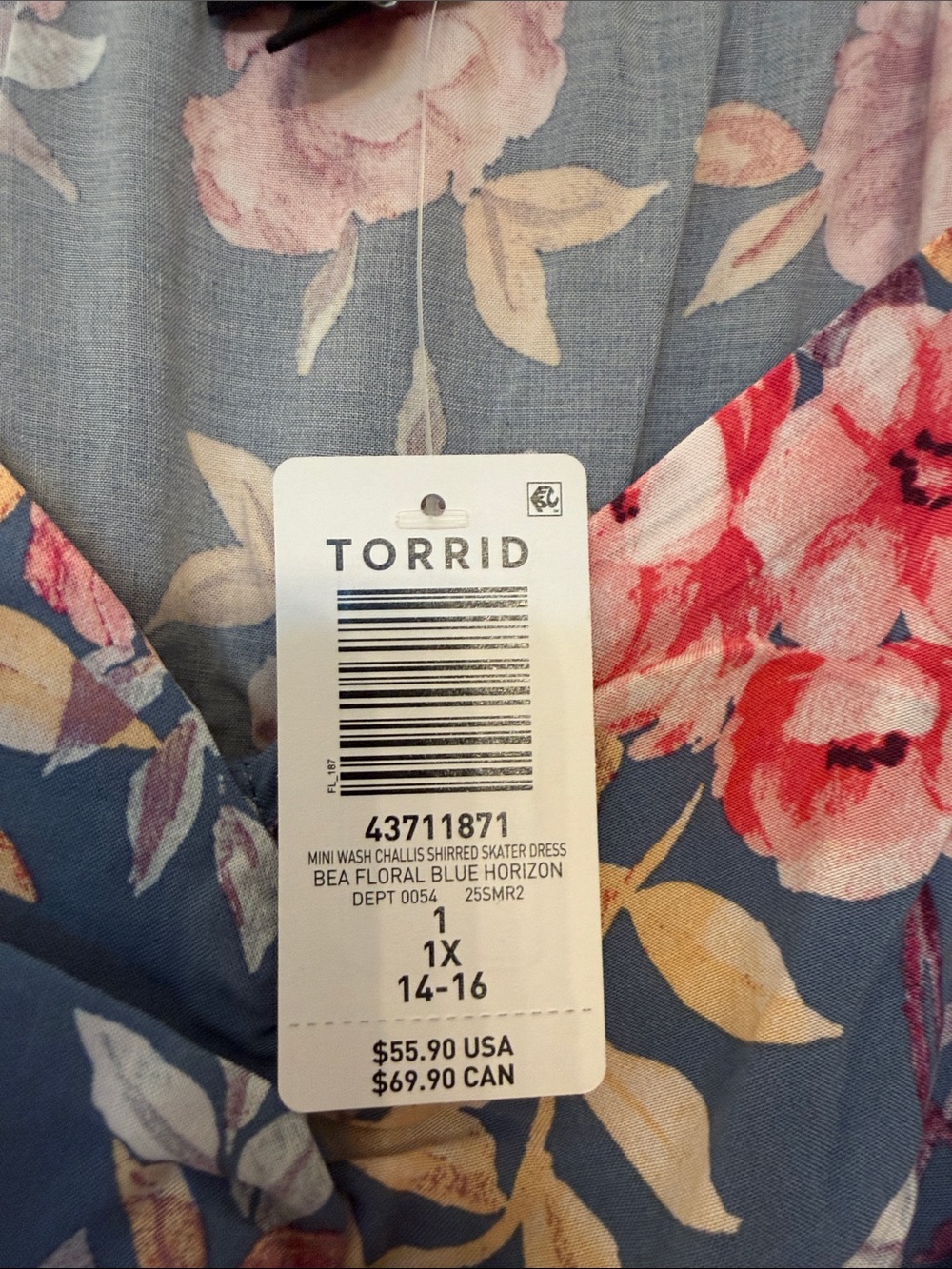 torrid Blue Floral Dress with Pink & Coral Blooms - Picture 5 of 5
